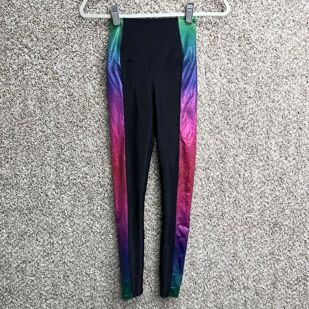 Beach Riot Leggings Women’s XS Sport Megan Black & Gemstone Ombre Sides High Ris
